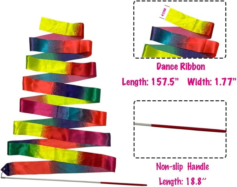 Dasiyoki 26-inch Twirling Baton Spinning Dance Baton Metal Rhythmic Gymnastics Conducting Batons for Child in Majorette-Complete with 1 Dance Ribbon Rainbow Streamer (White,1 Pack) - Image 3